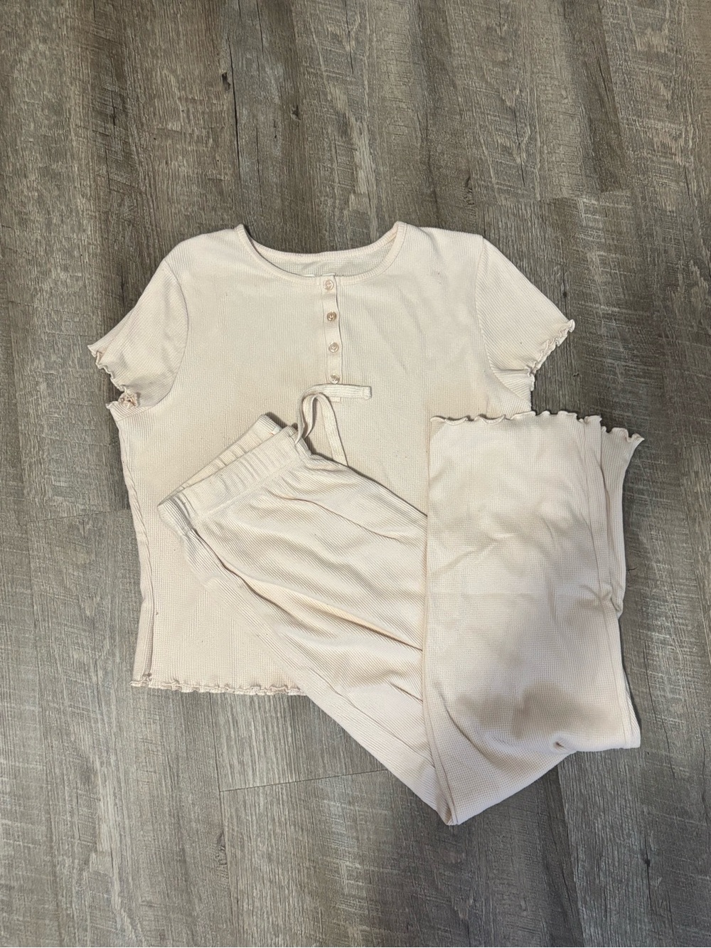 Daydreamer Pale Pink Ribbed Short Sleeve Pajama Set - Picture 1 of 3